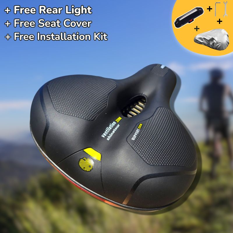 Comfort Bike Seat – Pain-Free Support with Rear Light & Cover