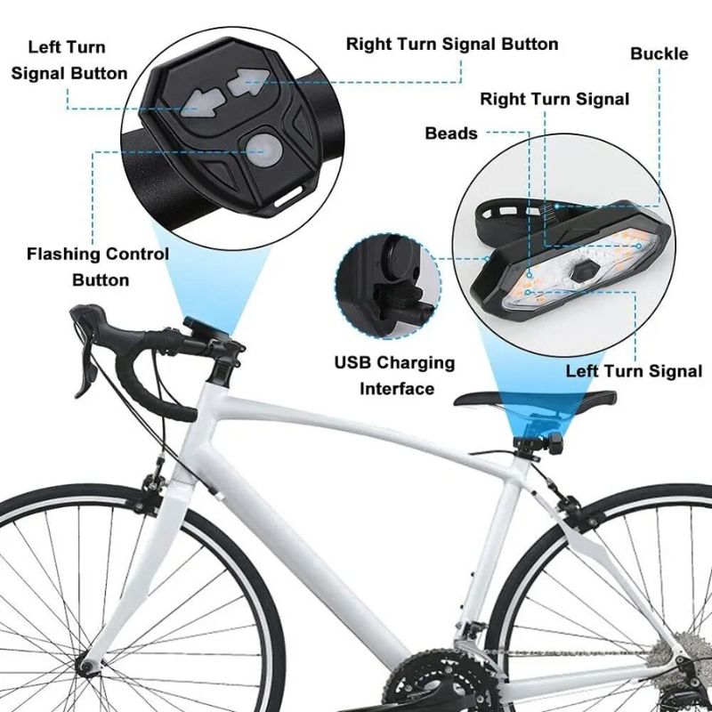 Diagram showing turn signal button and USB charging port on a bike.