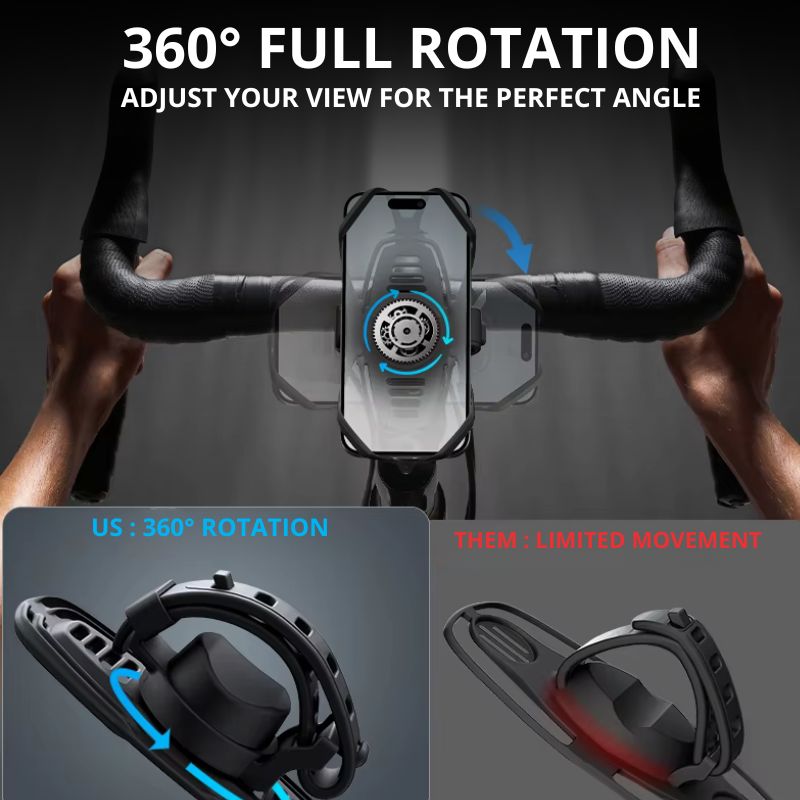 360° rotation bike phone mount – adjustable viewing for GPS navigation