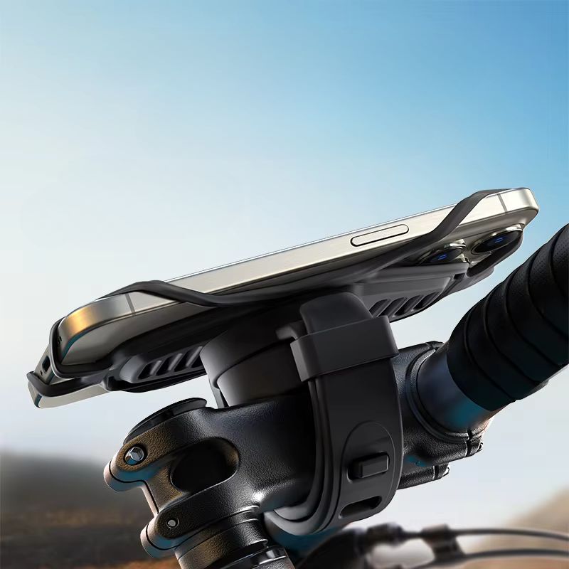 Universal bike phone mount on handlebar – secure grip, fits all smartphones