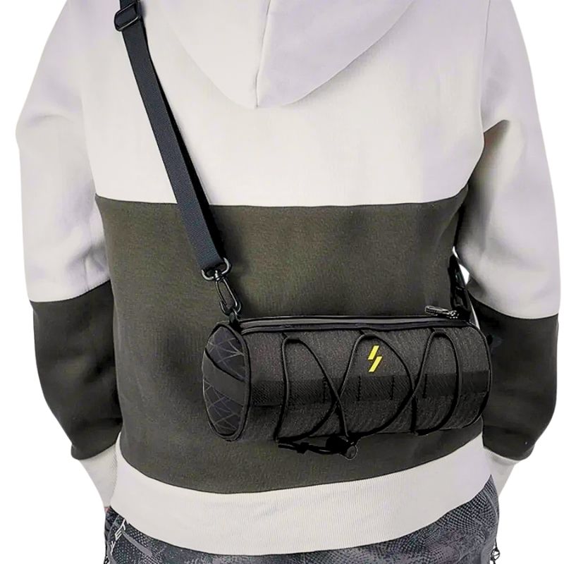 Close-up of waterproof zipper on bike bag with rain protection
