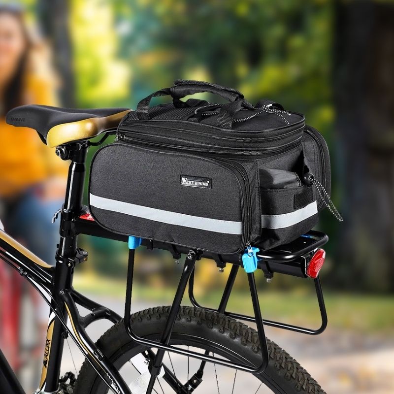Main view of the CarryMax bike rear bag with reflective strip