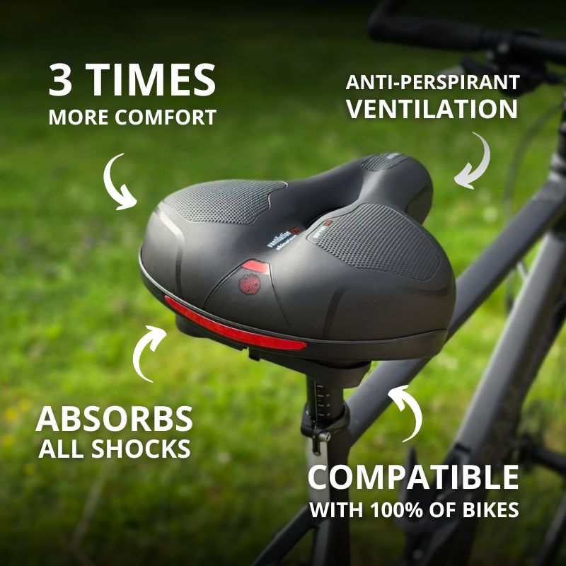 Shock-absorbing memory foam bike seat with ventilation