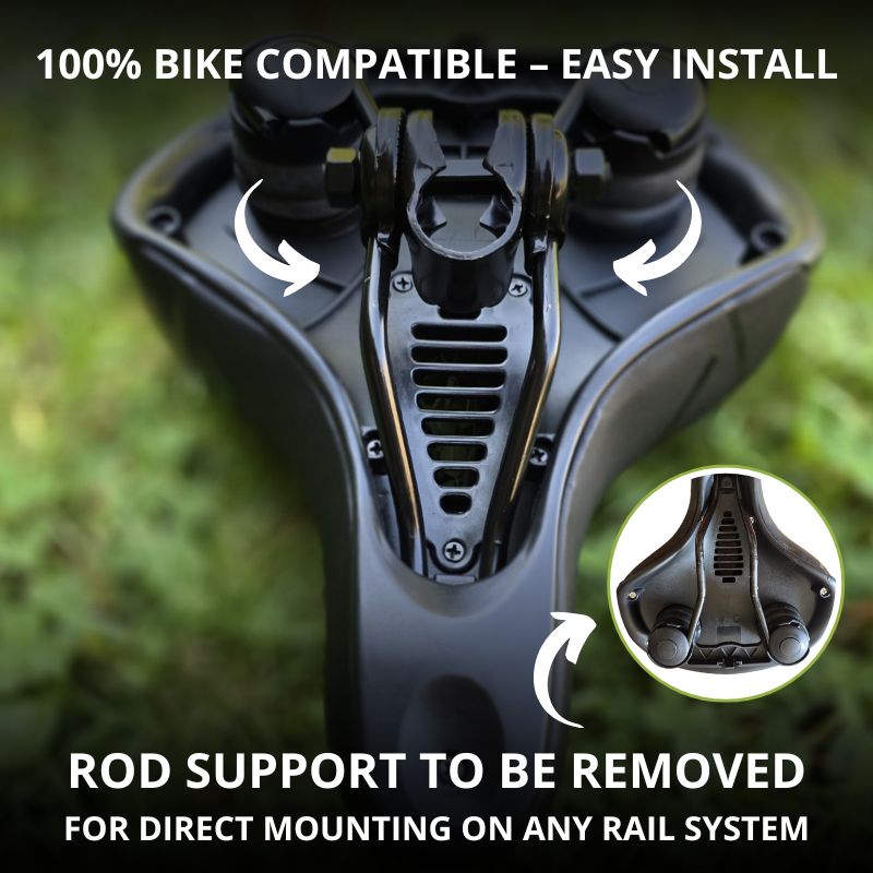 Bike seat compatible with all rail mounts