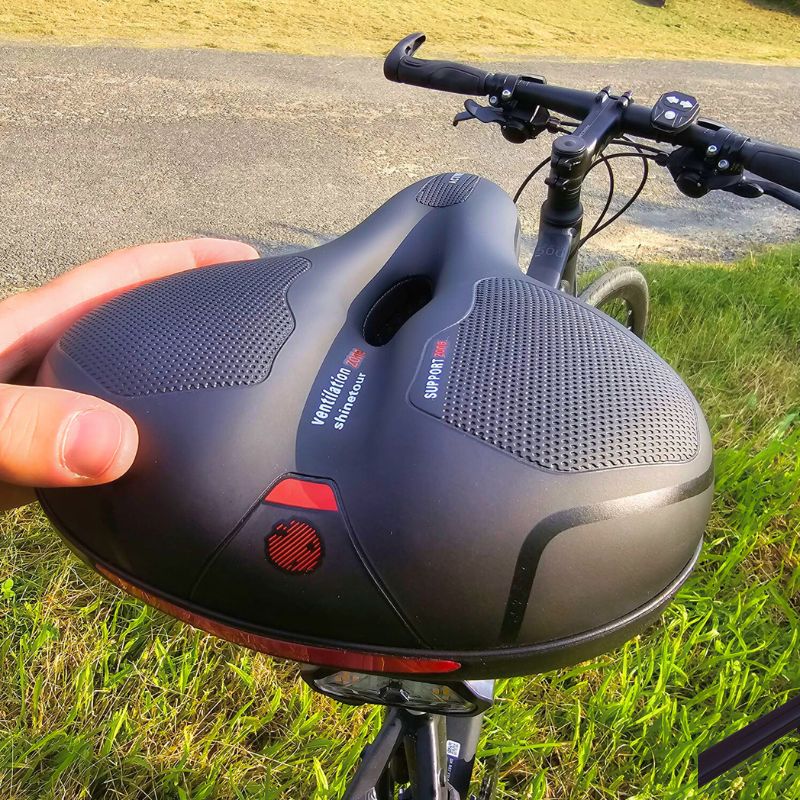 Comfort Bike Seat installed on bicycle outdoors