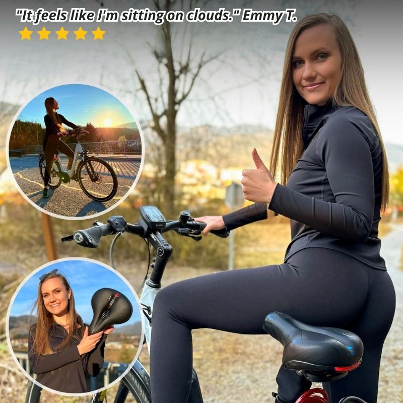 woman enjoying comfortable saddle for bike riding