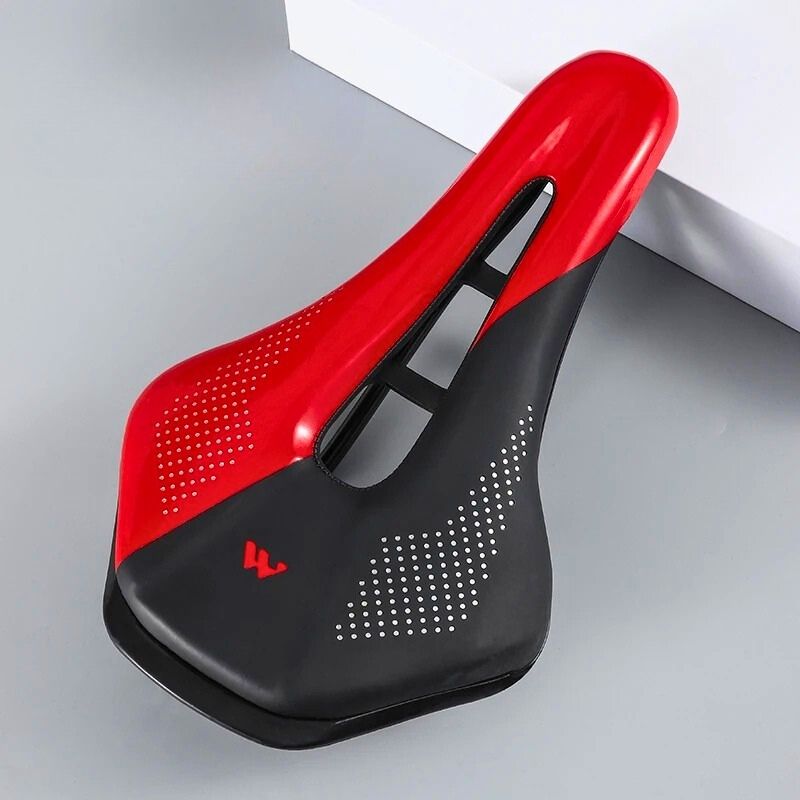 Red and black ergonomic bike seat with hollow center – Comfort Ride model