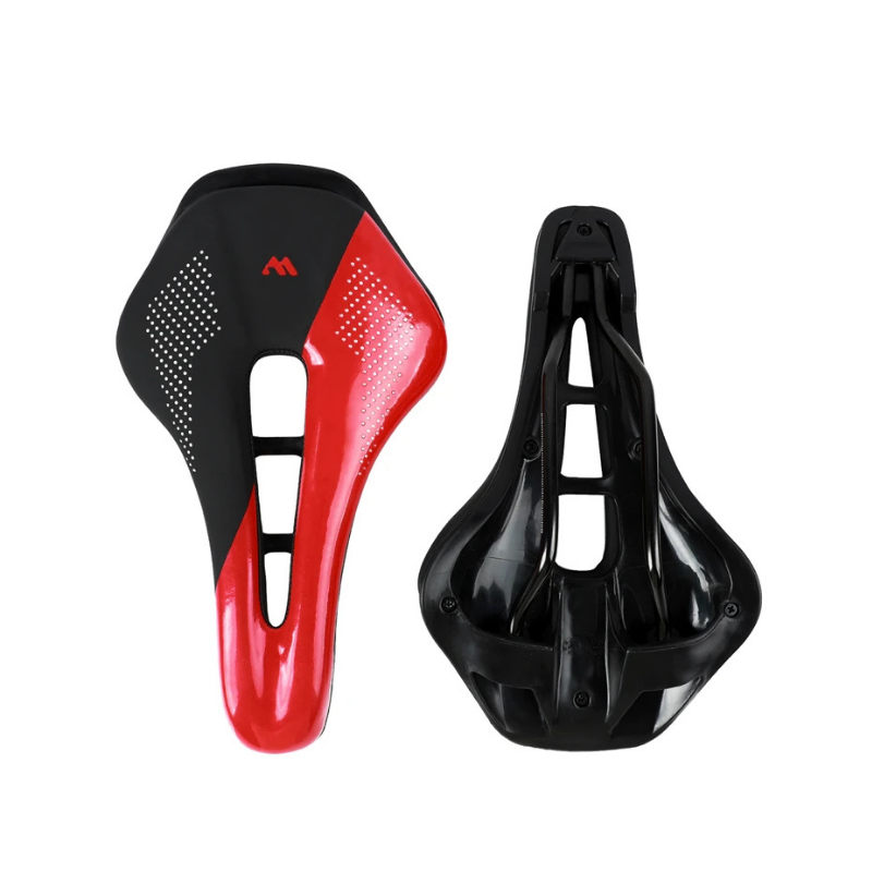 Bike seat front and rear close-up for airflow and padding