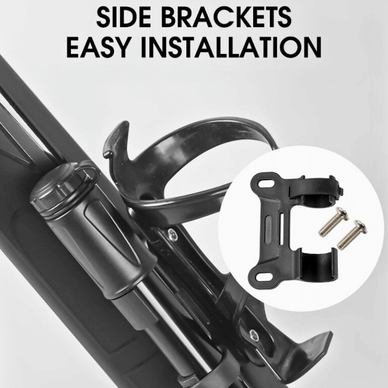 Side mounting bracket for mini pump installed on bicycle frame