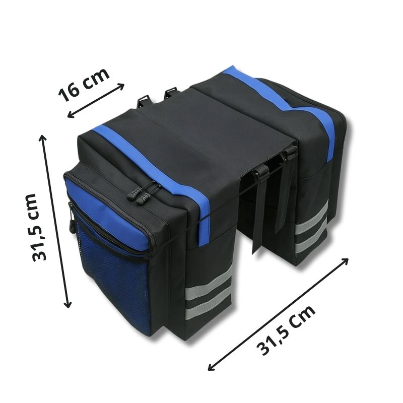 30L bike panniers mounted on rear rack