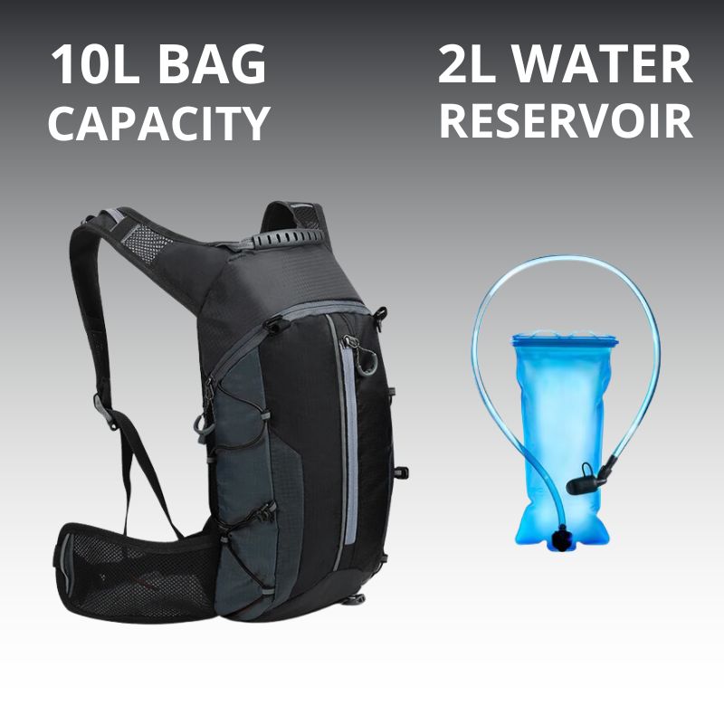 2L water reservoir and drinking tube built into the backpack