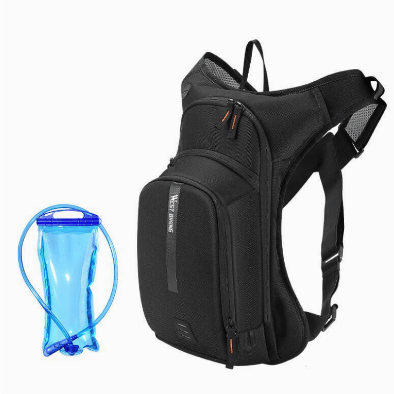 Internal view of hydration bladder system inside backpack