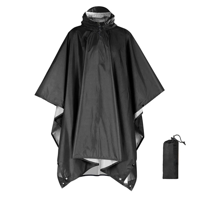 Foldable cycling rain poncho with compact carry pouch