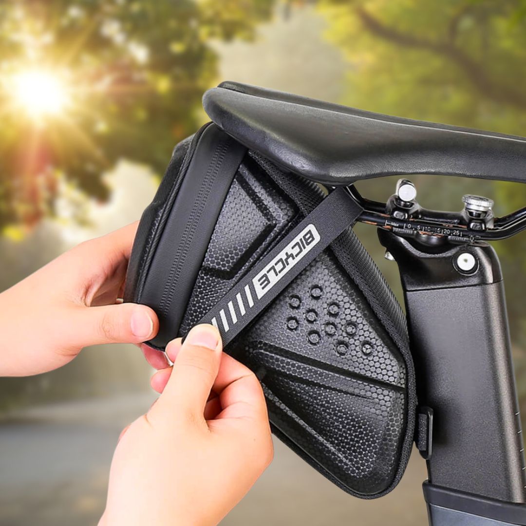 Saddle bag securely mounted under a bike seat