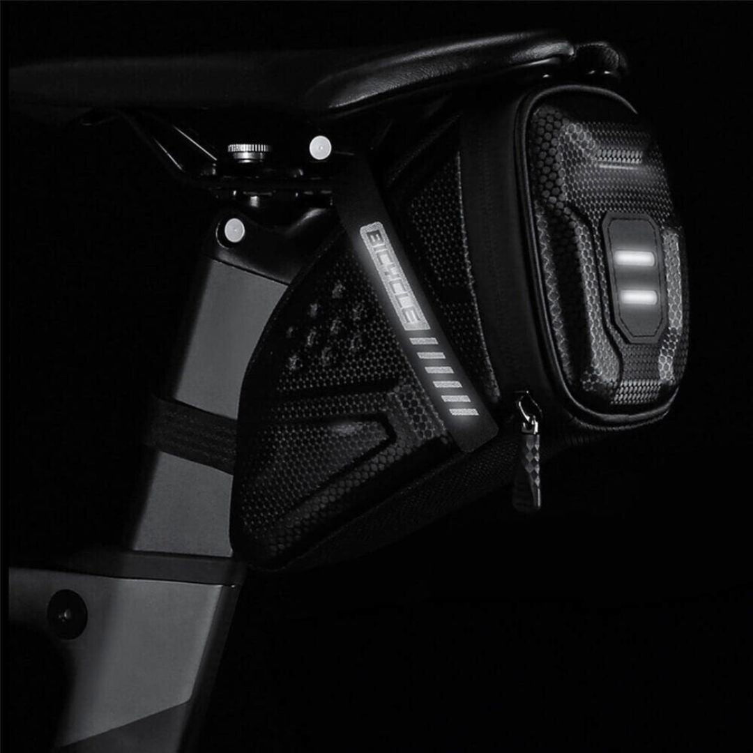 Secure Velcro strap mount of saddle bag on bike