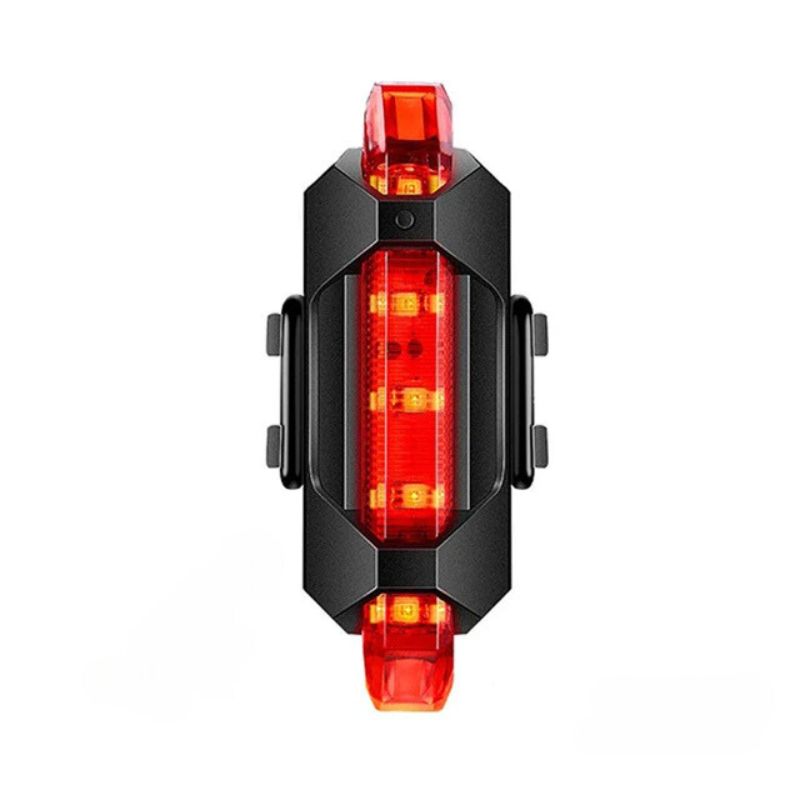 Red rear LED glowing in vertical layout for rear visibility