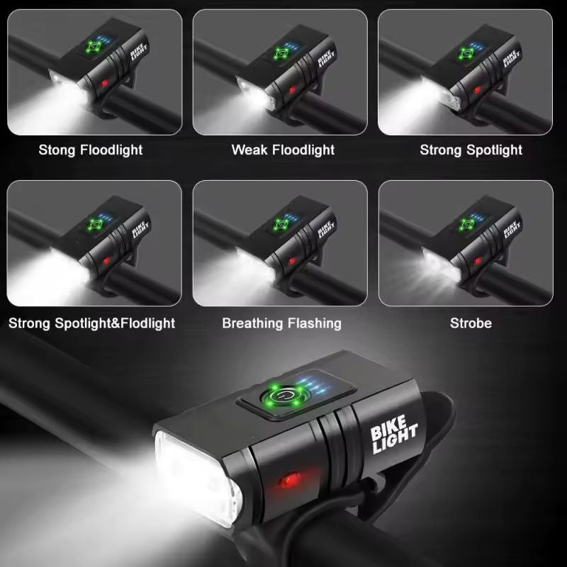 Illustration of the 6 lighting modes of the bike light