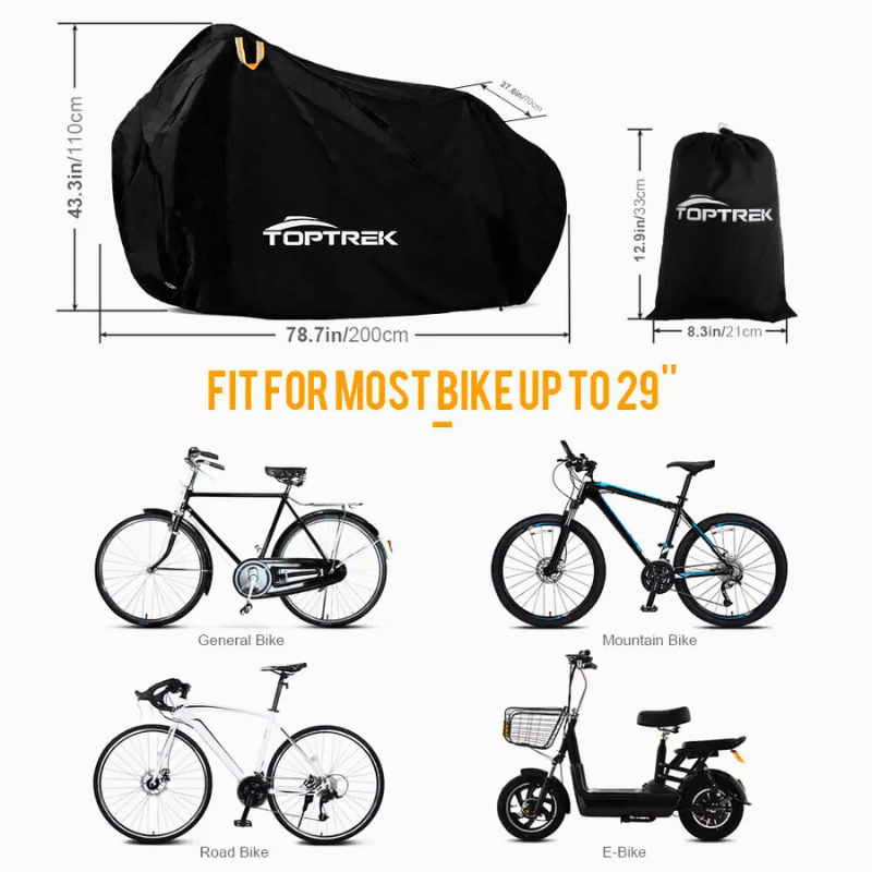Bike cover with measurements and examples of bike compatibility