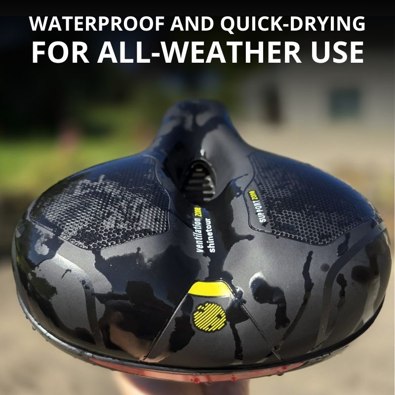 Waterproof and quick-drying wide bike seat for all-weather cycling use