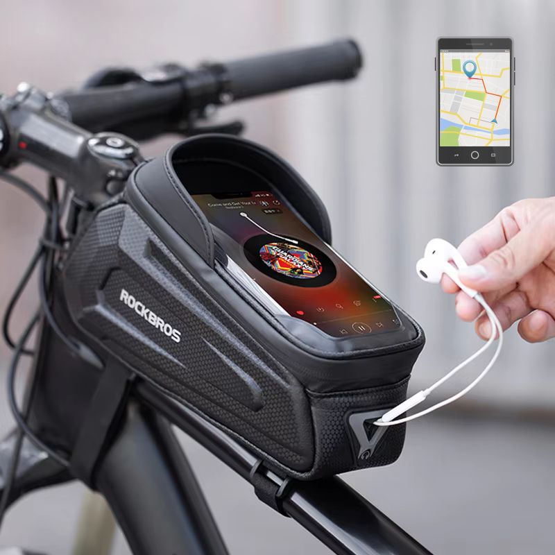 bike phone bag with touchscreen and GPS navigation display