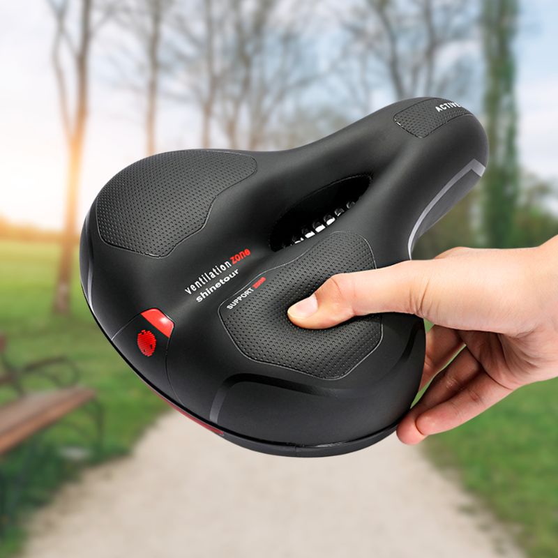 Shock-absorbing memory foam bike seat with ventilation