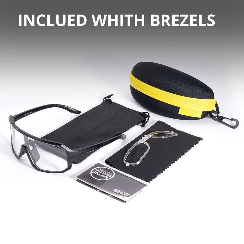 Complete cycling glasses set with protective case and strap
