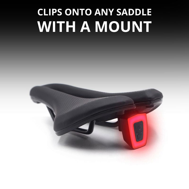 Universal clip-on mount for saddle installation.