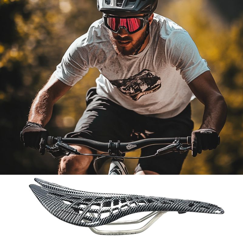Ultralight bike seat in action with rider