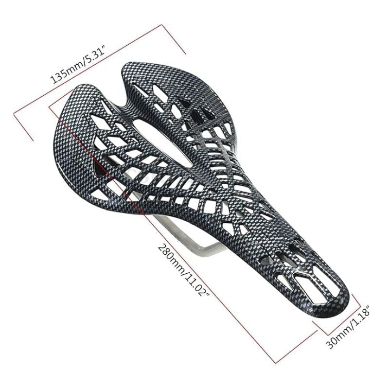 Bike seat with size measurements