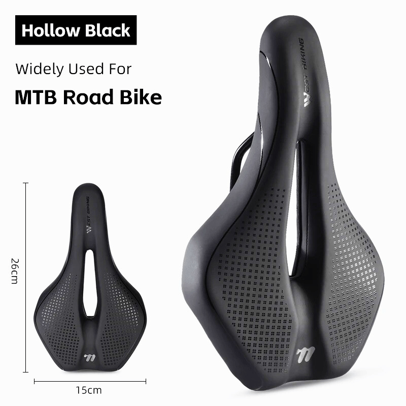 Technical dimensions and side view of the ultralight gel bike seat