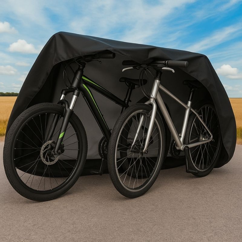 Two bikes covered under waterproof Oxford 210D bike cover