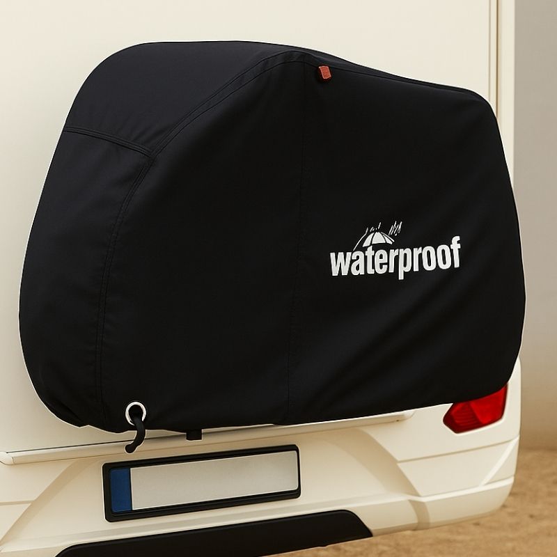  Indoor bike storage with black waterproof cover on display